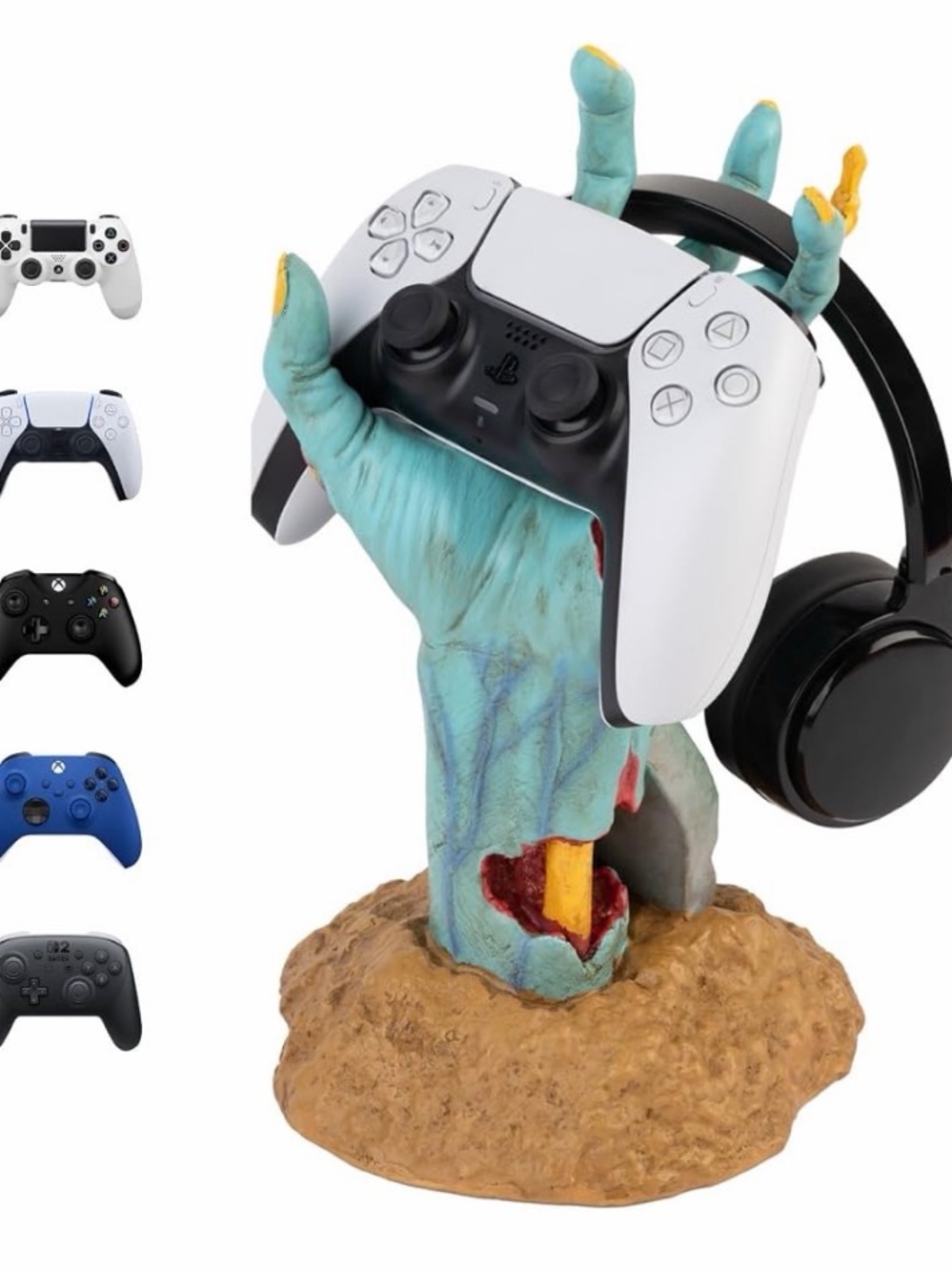 Zombie Hand Controller & Headset Stand – Blue Holder for PlayStation Controller